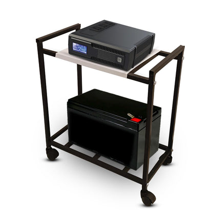 Mumma's LIFE Single Inverter Trolley for Home Metal Battery Stand Portable Compact Black