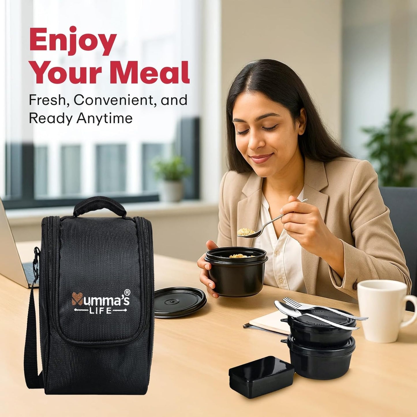 Premium Microwave Safe Lunch Box (Black)