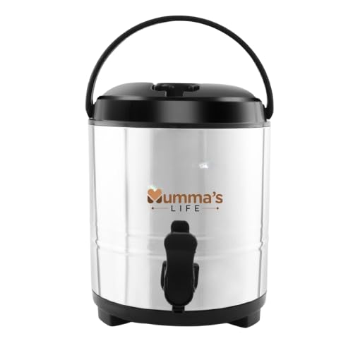 Mumma's LIFE Royal Stainless Steel Water Storage Container, 8300ml Vacuum Insulated Dispenser with Tap, Silver