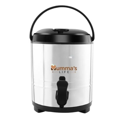 Mumma's LIFE Royal Stainless Steel Water Storage Container, 8300ml Vacuum Insulated Dispenser with Tap, Silver