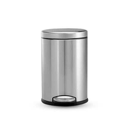 Mumma's LIFE Stainless Steel Pedal Dustbin for Bathroom with Lid | Round Garbage Bin with Plastic Inner Bucket | Silver Trash Can for Home, Kitchen & Office