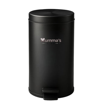 Mumma's LIFE Black Stainless Steel Trash Can with Lid | Pedal Dustbin | Hands-Free Step-On Small Bin for Bathroom, Bedroom, Kitchen & Toilet