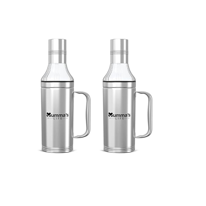 Mumma's LIFE Stainless Steel Oil Dispenser Bottle With Spill Proof Pourer
