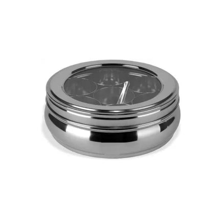 Mumma's LIFE Belly Shape Stainless Steel Masala Box with 7 Bowls and See Through Lid