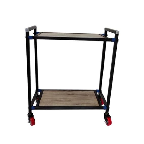 Mumma's LIFE Wooden Inverter Trolley for Home With Wheels Metal Battery Stand Black