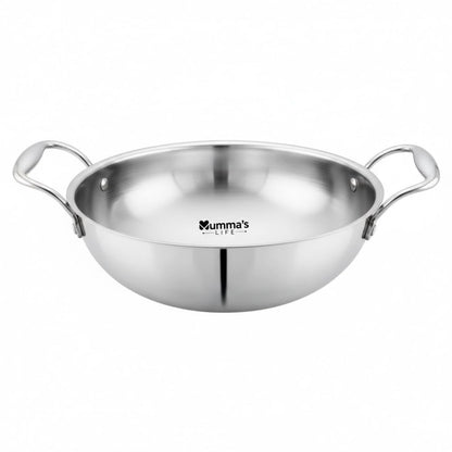 Triply Stainless Steel Kadai with Heavy Bottom