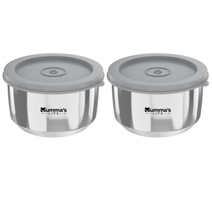 Mumma's LIFE Stainless Steel Airtight Containers With Leak Proof Lids, Set Of 3, Bpa Free, Odourless, Dishwasher Safe, Ideal For School And Office, 330Ml Capacity Each, Food Grade Silicon Seal, (Bea)