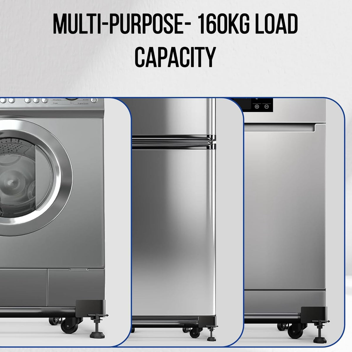 Mumma's LIFE Adjustable Fridge & Washing Machine Stand With Wheels Heavy Duty Metal