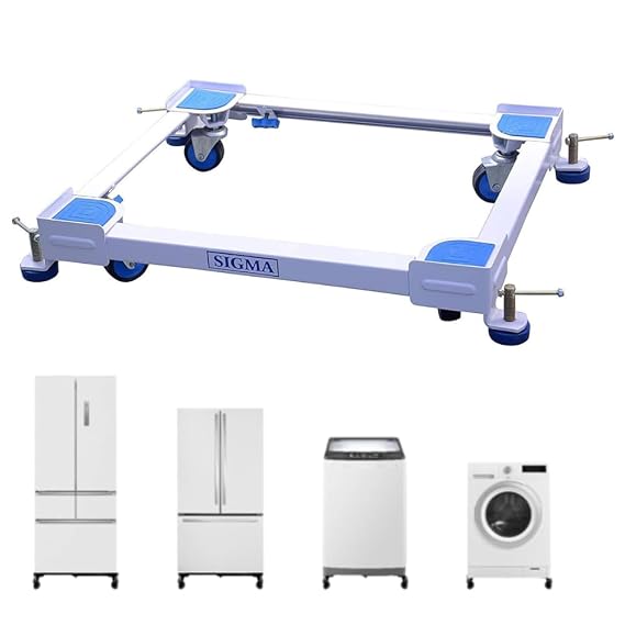 Mumma's LIFE Adjustable Trolley Stand for Washing Machine Fridge Cooler With Wheels Anti Vibration Grips