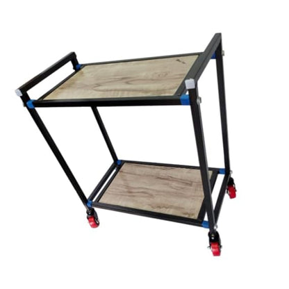 Mumma's LIFE Wooden Inverter Trolley for Home With Wheels Metal Battery Stand Black