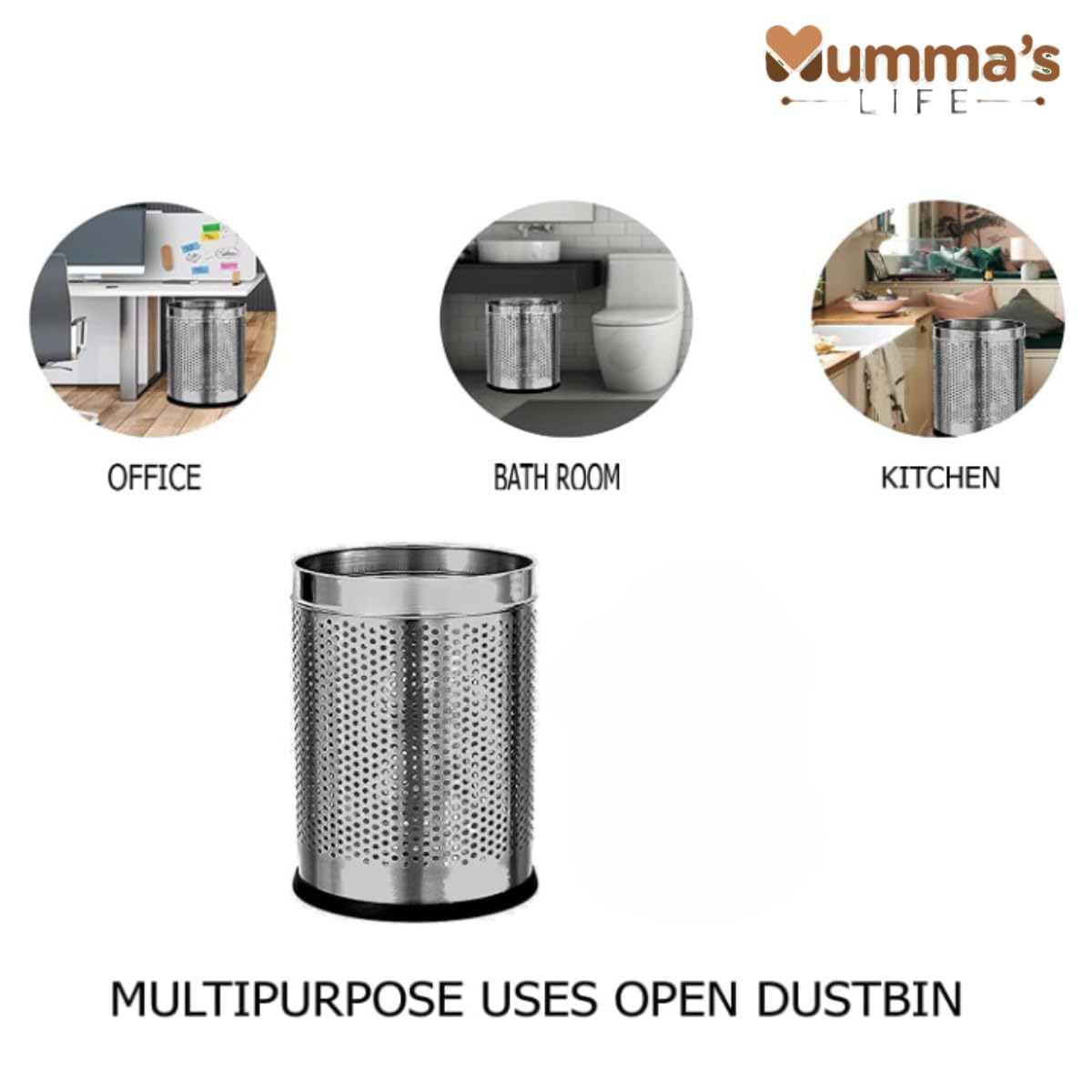 Perforated Stainless Steel Dustbin