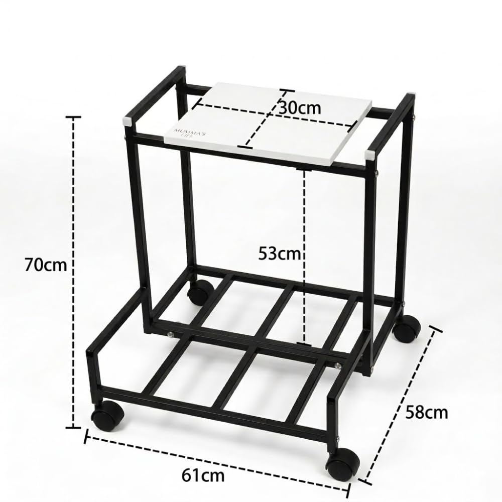 Mumma's LIFE Metal Inverter Trolley for Home With Wheels Heavy Duty Battery Stand Black Wooden Double Modular Single