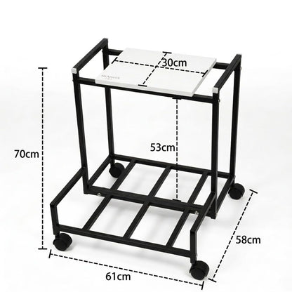 Mumma's LIFE Metal Inverter Trolley for Home With Wheels Heavy Duty Battery Stand Black Wooden Double Modular Single