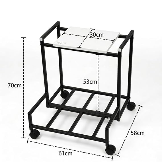 Mumma's LIFE Wooden Inverter Trolley for Home With Wheels Metal Battery Stand Black