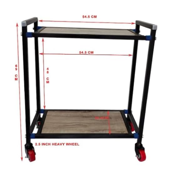 Mumma's LIFE Wooden Inverter Trolley for Home With Wheels Metal Battery Stand Black