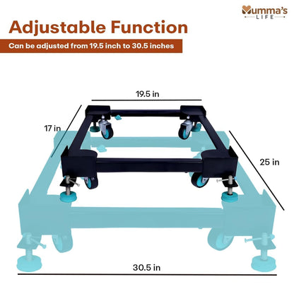 Mumma's LIFE Adjustable Trolley Stand for Washing Machine Fridge Cooler With Wheels Anti Vibration Grips