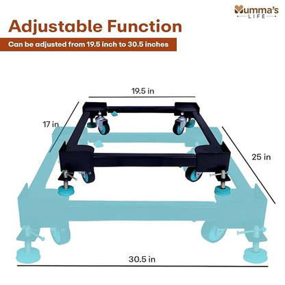 Mumma's LIFE Adjustable Trolley Stand for Washing Machine Fridge Cooler With Wheels Anti Vibration Grips
