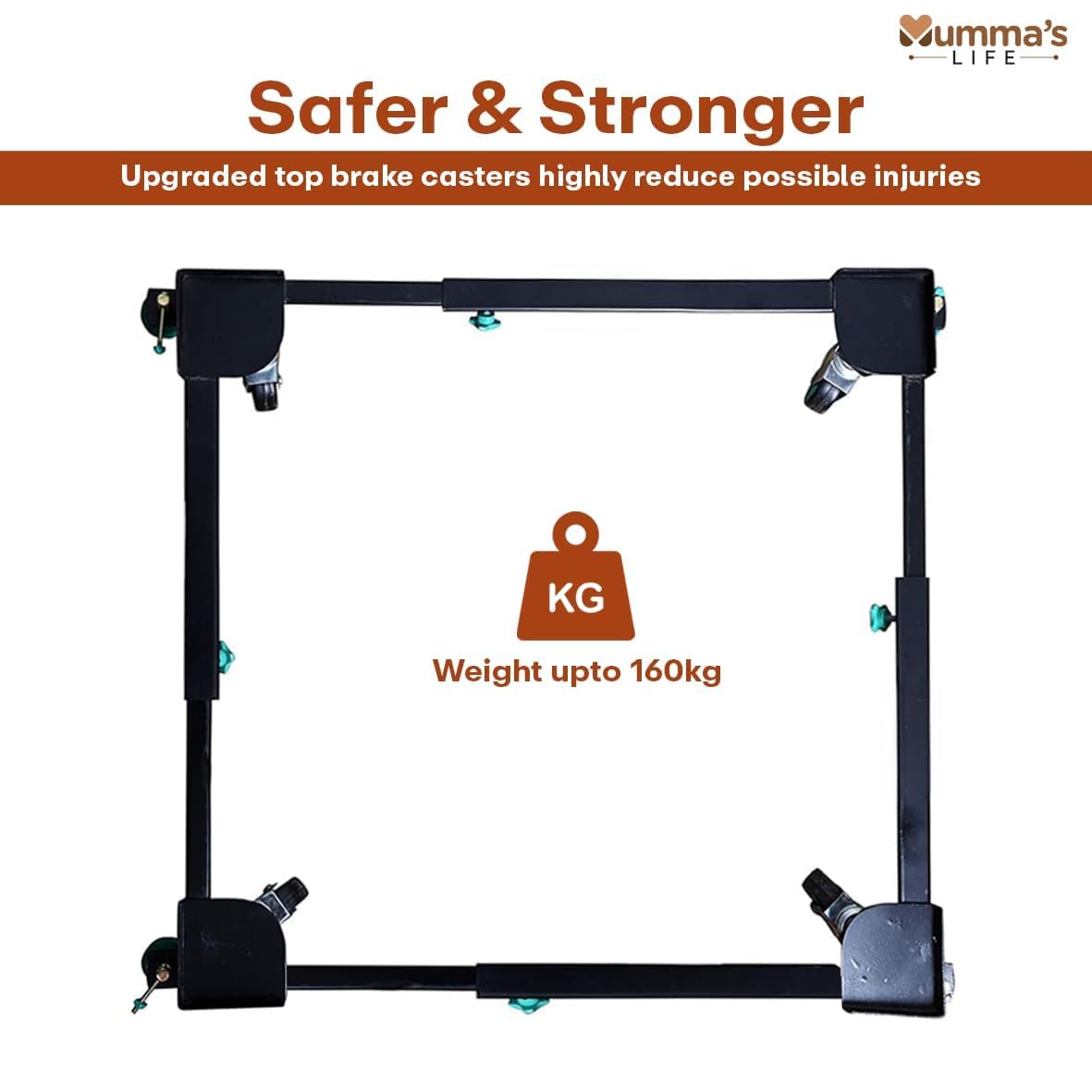 Mumma's LIFE Adjustable Trolley Stand for Washing Machine Fridge Cooler With Wheels Anti Vibration Grips