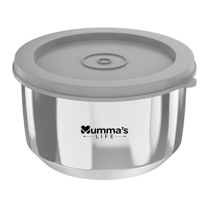 Mumma's LIFE- Stainless Steel Lunch Box Set of 2 (280 ml Each) with Insulated Lunch Bag, Leak Proof Lunch Box for Office & College (Grey)