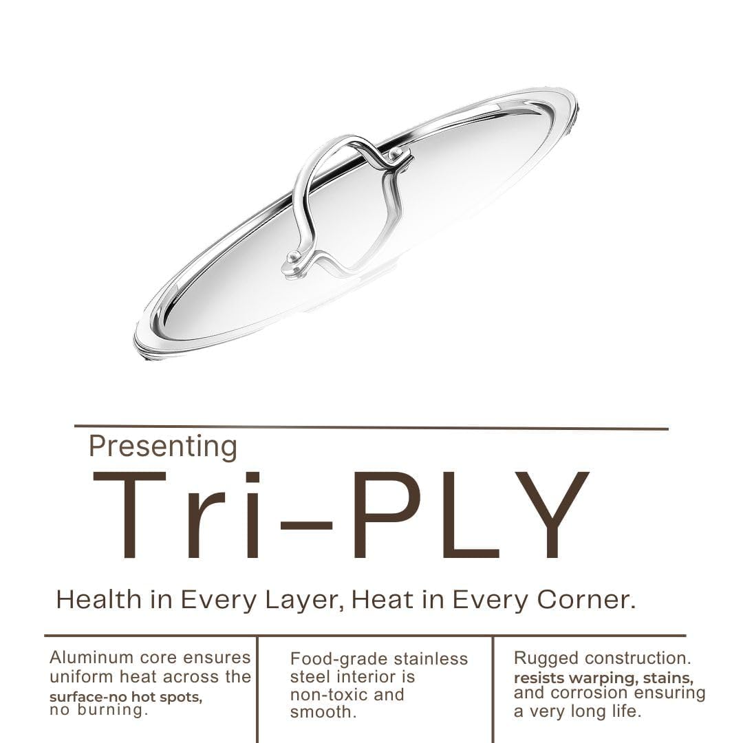 Triply Stainless Steel Kadai with Heavy Bottom