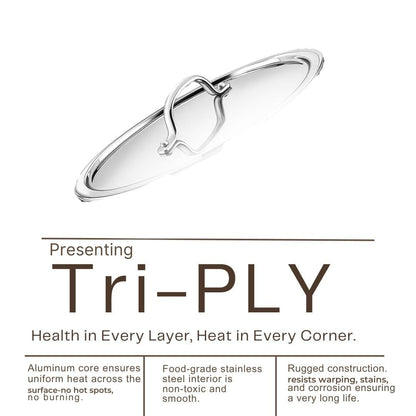 Triply Stainless Steel Kadai with Heavy Bottom