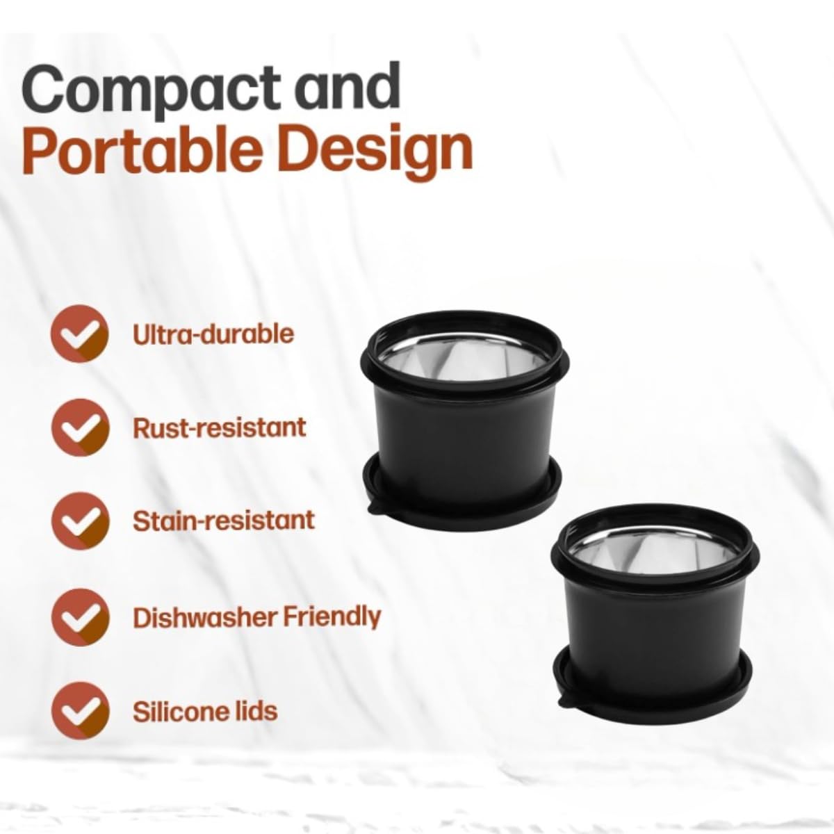 Mumma's LIFE Stainless Steel Lunch Box Range With Microwave Safe Airtight Containers Leak Proof BPA Free Black for Home & Office