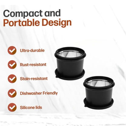 Mumma's LIFE Stainless Steel Lunch Box Range With Microwave Safe Airtight Containers Leak Proof BPA Free Black for Home & Office