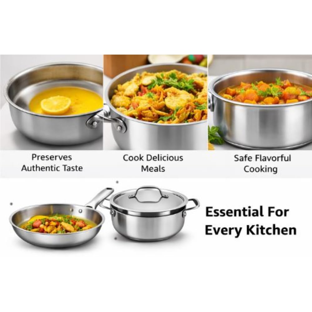 Triply Stainless Steel Kadai with Heavy Bottom