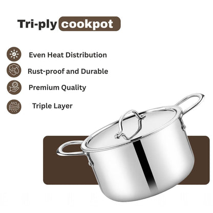 Triply Stainless Steel Kadai with Heavy Bottom