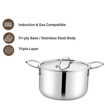 Triply Stainless Steel Kadai with Heavy Bottom