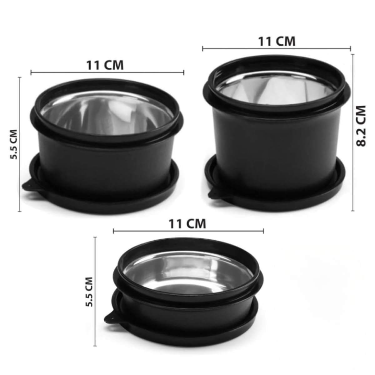Mumma's LIFE Stainless Steel Lunch Box Range With Microwave Safe Airtight Containers Leak Proof BPA Free Black for Home & Office