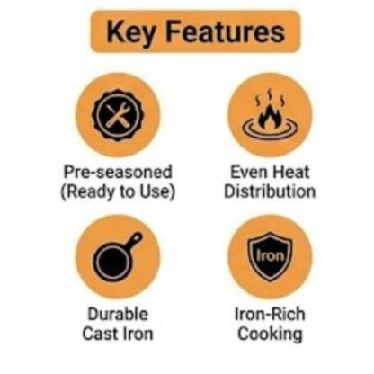 Mumma’s Life Cast Iron Cookware Set (3-Piece Combo) – Dosa Tawa (30.5 cm), Deep Kadai (2.3L) & Fry Pan (1.4L) | Pre-Seasoned, Naturally Non-Stick & Toxin-Free Heavy Duty Kitchen Set (Black)