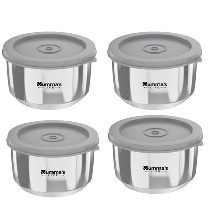 Mumma's LIFE Stainless Steel Airtight Containers With Leak Proof Lids, Set Of 3, Bpa Free, Odourless, Dishwasher Safe, Ideal For School And Office, 330Ml Capacity Each, Food Grade Silicon Seal, (Bea)