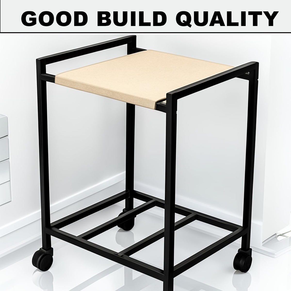 Mumma's LIFE Single Inverter Trolley for Home Metal Battery Stand Portable Compact Black