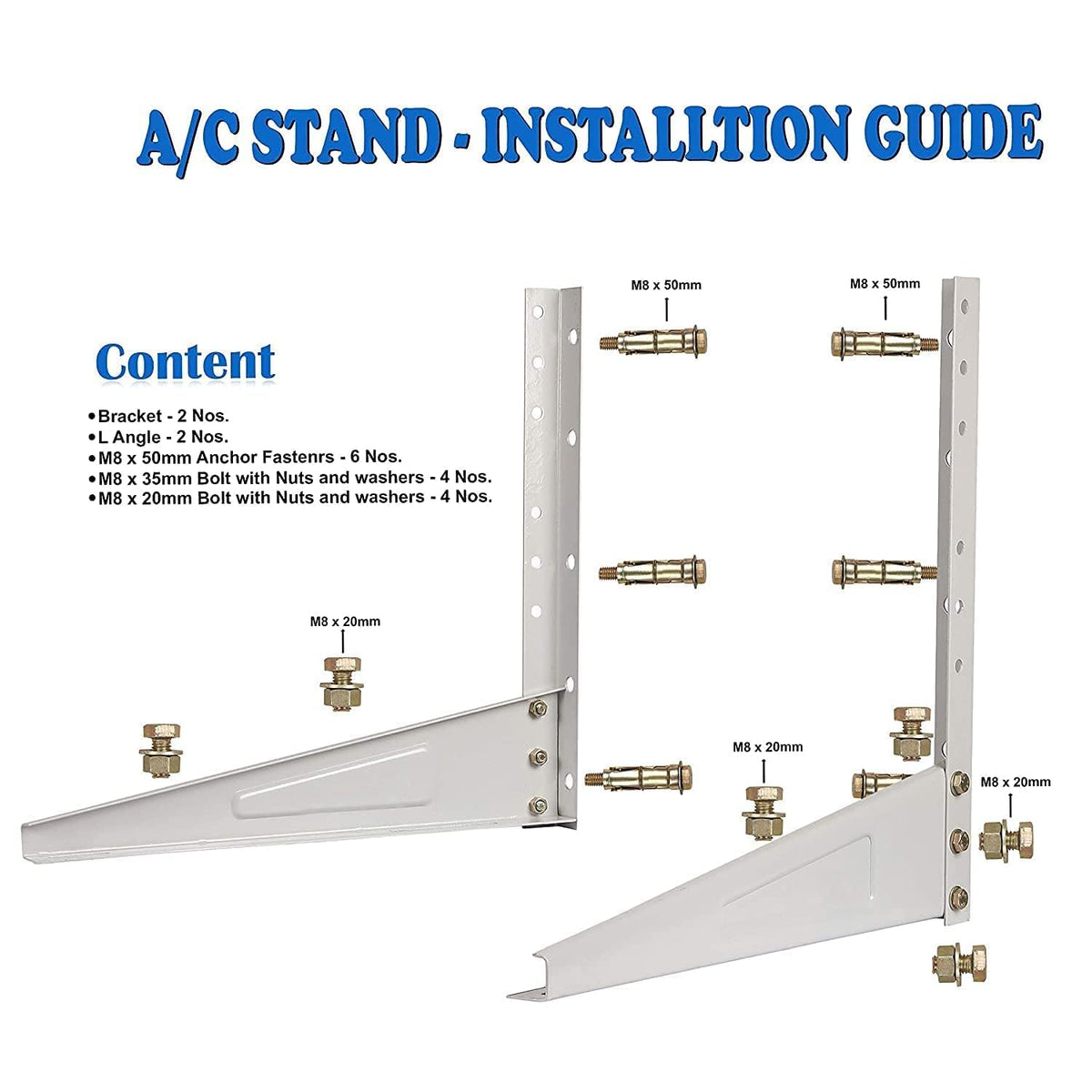 Mumma's LIFE Heavy Duty AC Outdoor Unit Stand Rust Proof Iron Wall Mounting Bracket Supports Upto 200kg for Split & Window AC