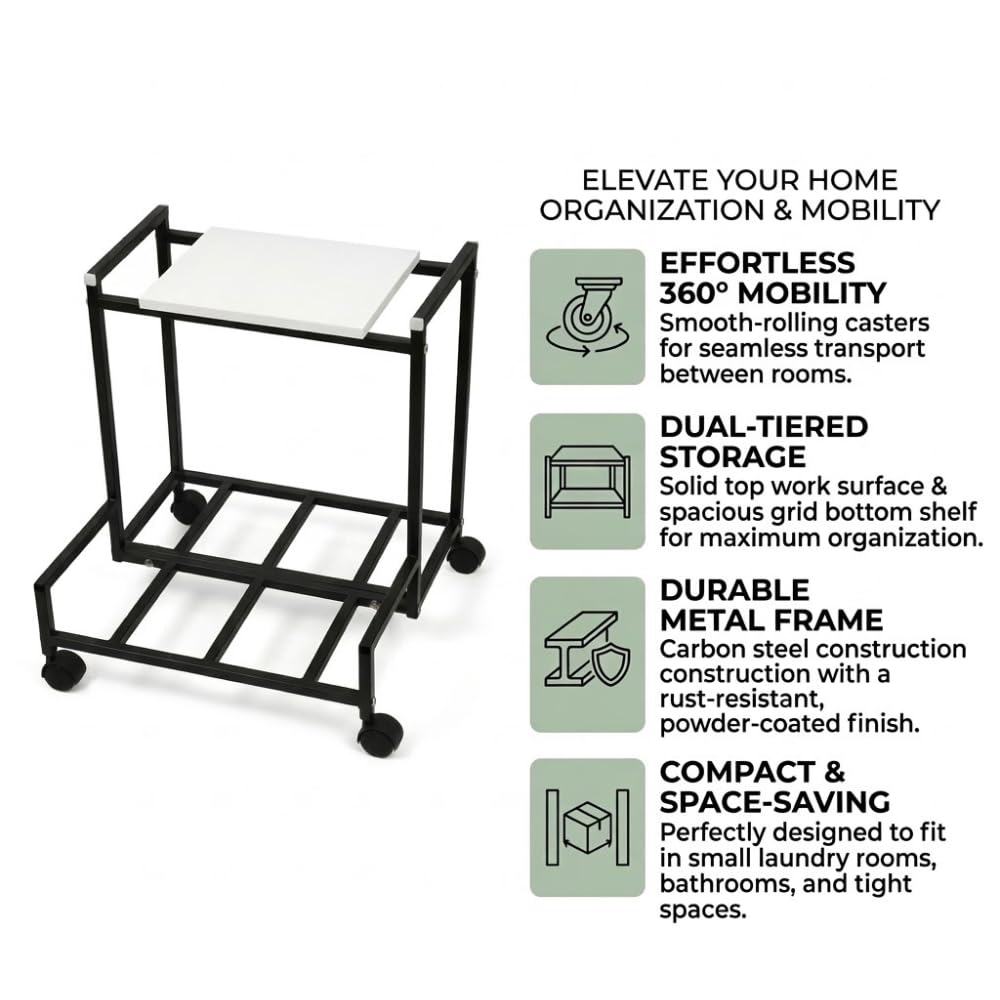 Mumma's LIFE Metal Inverter Trolley for Home With Wheels Heavy Duty Battery Stand Black Wooden Double Modular Single