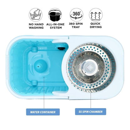 Mumma's LIFE Plastic Spin Mop Bucket Set, Extendable Handle, Removable Wringer, Square Mop Blue