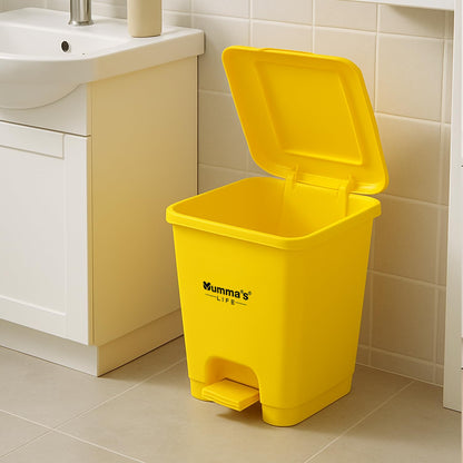 Mumma's LIFE Pedal Dustbin For Kitchen With Lid | 10L Yellow Pedal Dustbin Plastic Garbage Bin for Indoor & Outdoor Use | Step-On Waste Bin | Dust Bins For Home