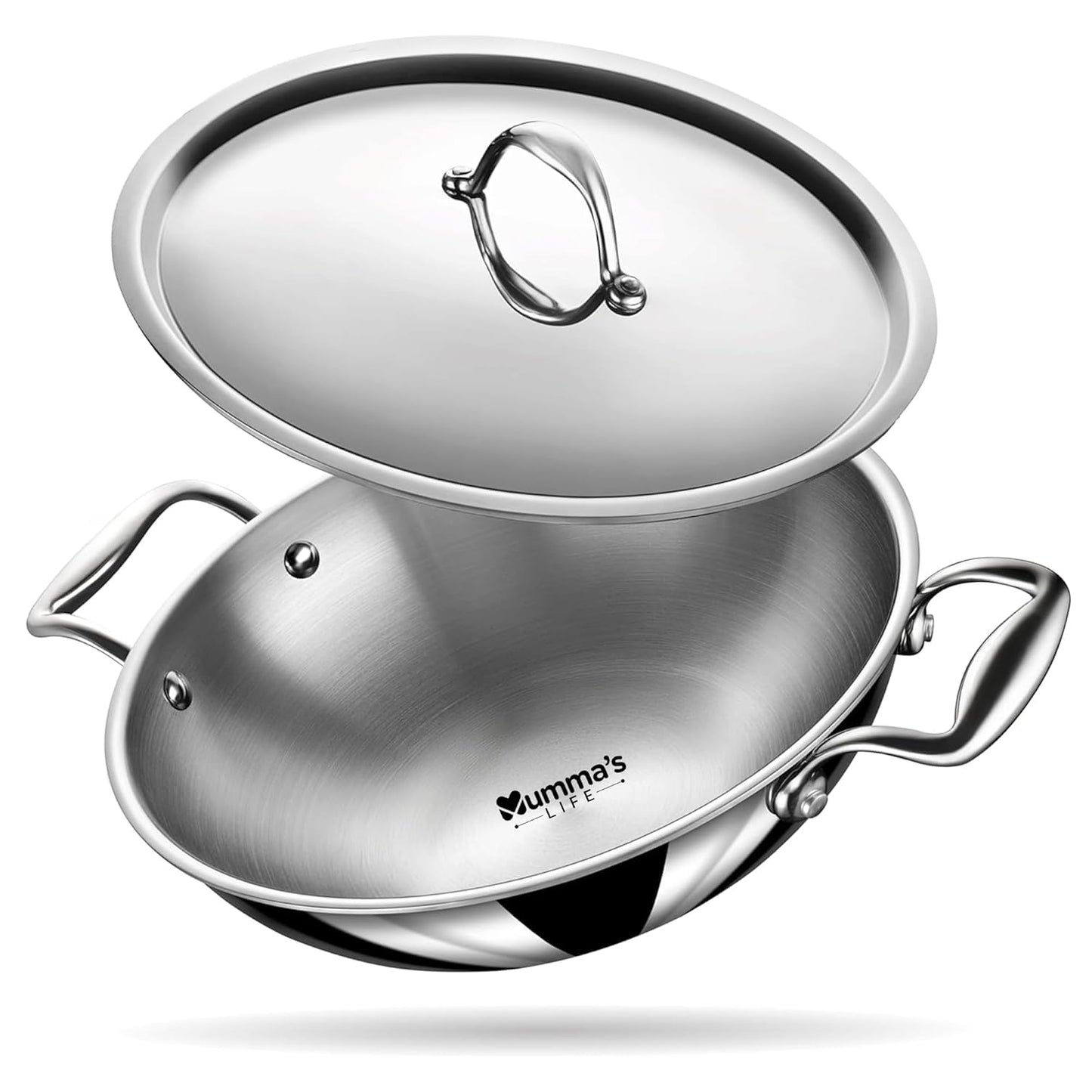 Triply Stainless Steel Kadai with Heavy Bottom
