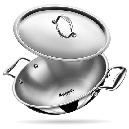 Triply Stainless Steel Kadai with Heavy Bottom