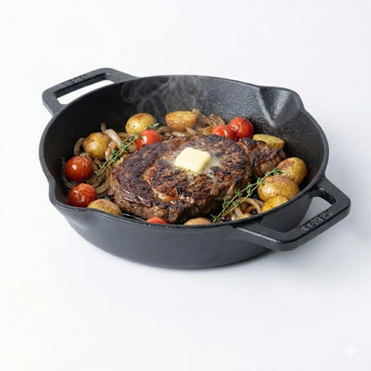 Mumma’s Life Cast Iron Cookware Set (3-Piece Combo) – Dosa Tawa (30.5 cm), Deep Kadai (2.3L) & Fry Pan (1.4L) | Pre-Seasoned, Naturally Non-Stick & Toxin-Free Heavy Duty Kitchen Set (Black)