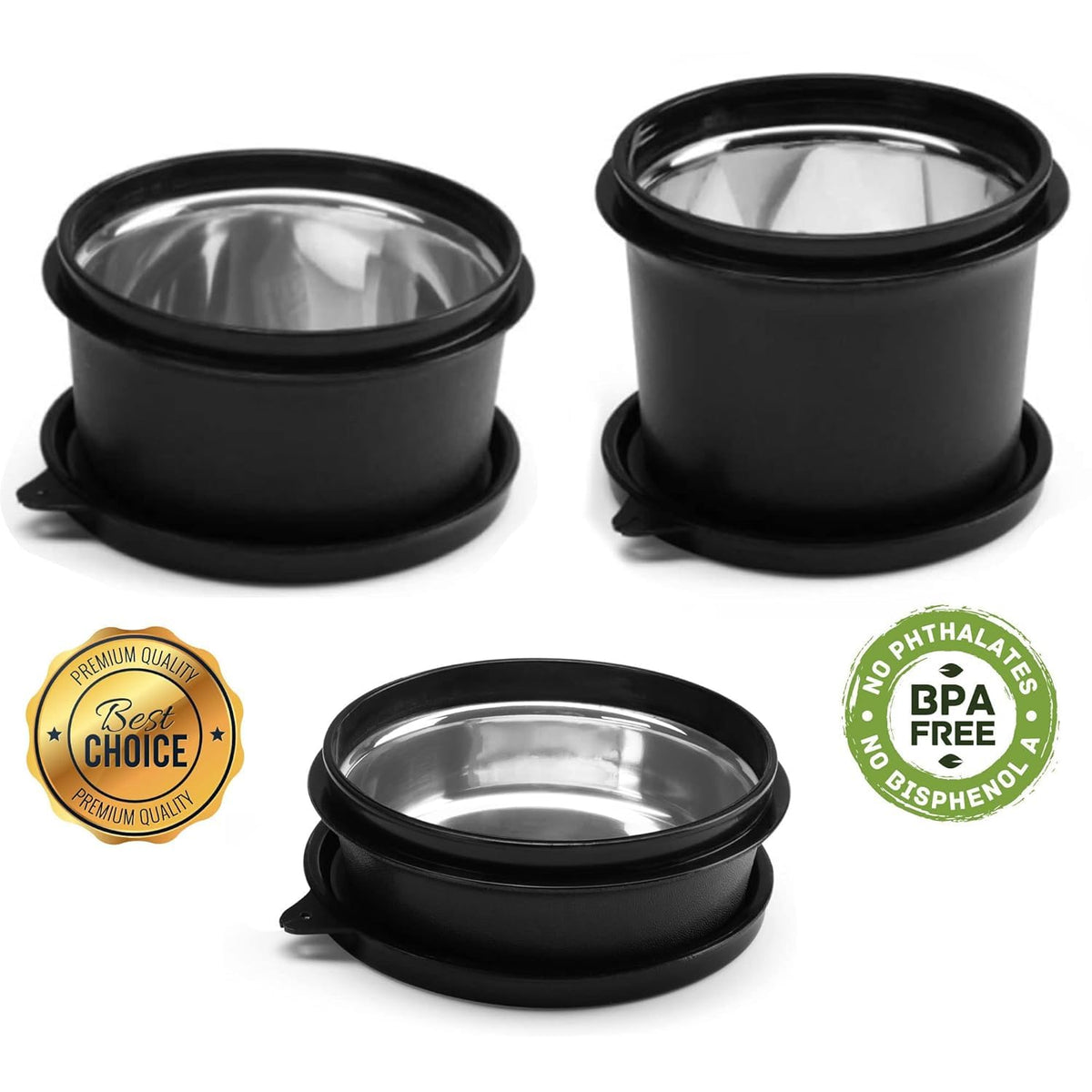 Mumma's LIFE Stainless Steel Lunch Box Range With Microwave Safe Airtight Containers Leak Proof BPA Free Black for Home & Office