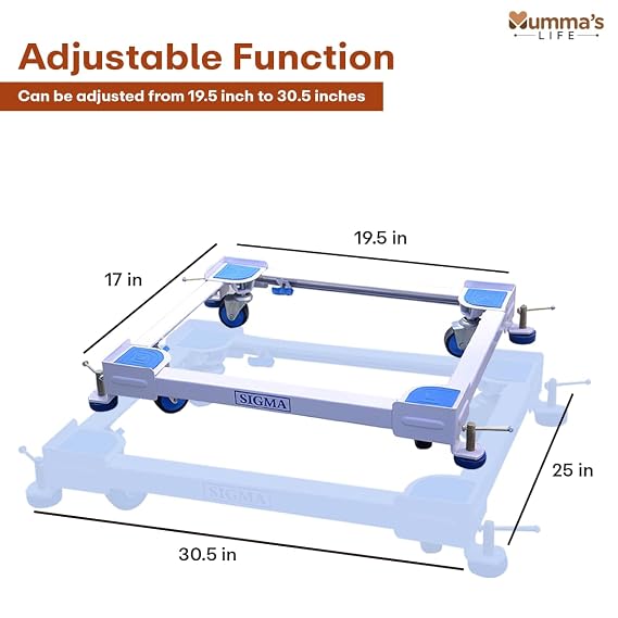 Mumma's LIFE Adjustable Trolley Stand for Washing Machine Fridge Cooler With Wheels Anti Vibration Grips