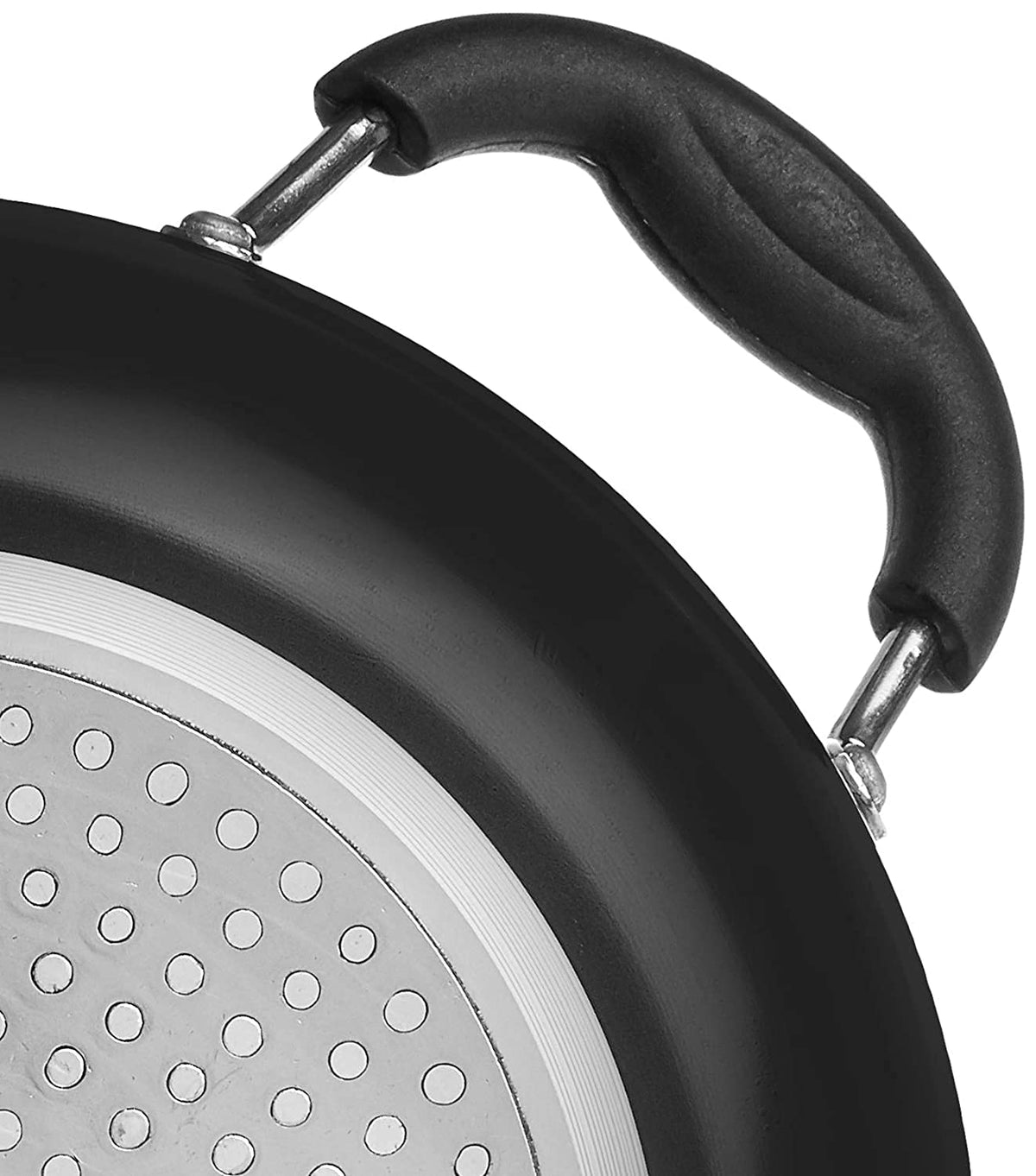 Mumma's LIFE Black Non Stick Kadhai with Glass Lid, Hammertone Finish