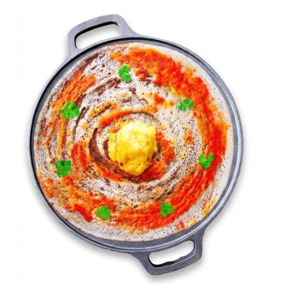 Mumma’s Life Cast Iron Cookware Set (3-Piece Combo) – Dosa Tawa (30.5 cm), Deep Kadai (2.3L) & Fry Pan (1.4L) | Pre-Seasoned, Naturally Non-Stick & Toxin-Free Heavy Duty Kitchen Set (Black)