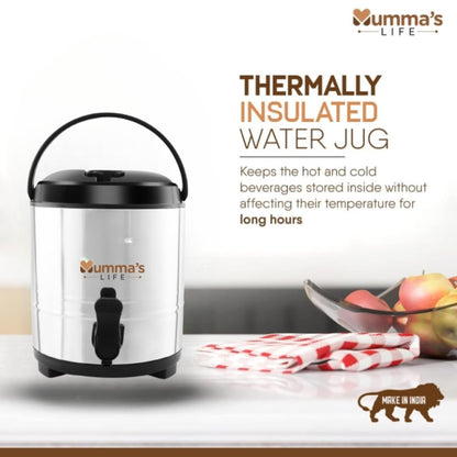 Mumma's LIFE Royal Stainless Steel Water Storage Container, 8300ml Vacuum Insulated Dispenser with Tap, Silver