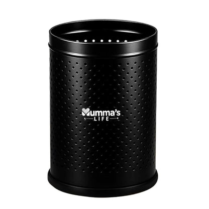 Mumma's LIFE Stainless Steel Dustbin, Black, Silver Perforated Open Top Garbage Bin with Anti-Skid Base | Small Dustbin for Bathroom, Kitchen, Bedroom & Office