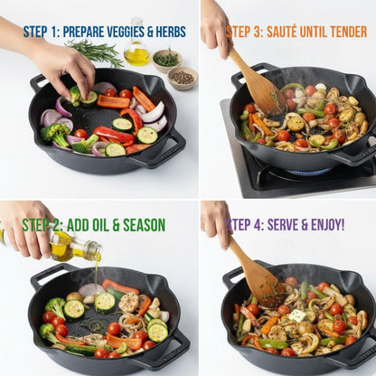 Mumma’s Life Cast Iron Cookware Set (3-Piece Combo) – Dosa Tawa (30.5 cm), Deep Kadai (2.3L) & Fry Pan (1.4L) | Pre-Seasoned, Naturally Non-Stick & Toxin-Free Heavy Duty Kitchen Set (Black)