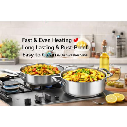 Triply Stainless Steel Kadai with Heavy Bottom