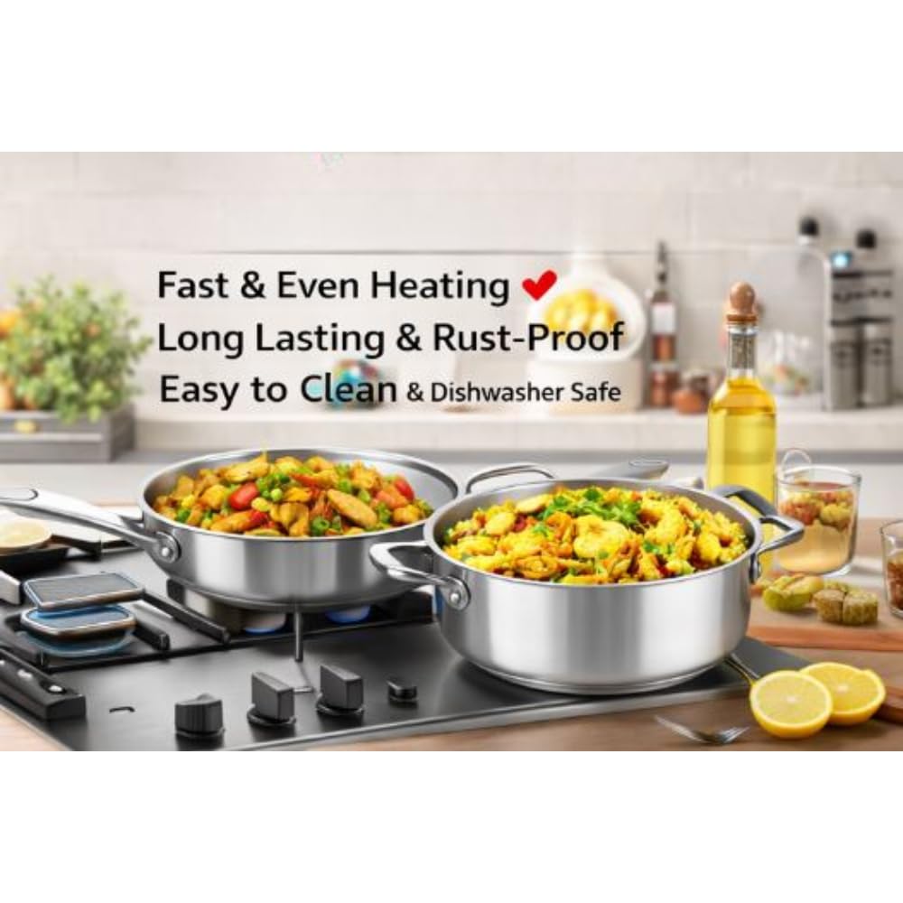 Triply Stainless Steel Kadai with Heavy Bottom